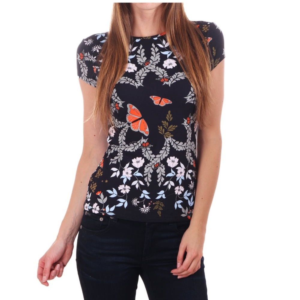 Ted Baker Pepa Navy Blue Short Sleeve Floral Shirt - Picture 7 of 14